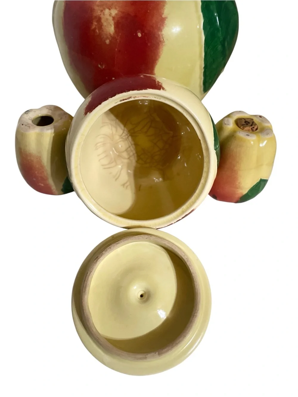 Vintage Hull Pottery Blushing Apple 4-Piece Kitchen Set - Cookie Jar & Shakers